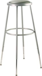 6400 Series Height Adjust Heavy Duty Vinyl Padded Steel Stool, Backless, Support 500lb, 30.5" to 38.5" Height, Gray Seat/Base