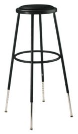 6400 Series Height Adjustable HD Vinyl Padded Steel Stool, Supports 500 lb, 30.5" to 38.5" Seat Height, Black Seat/Base