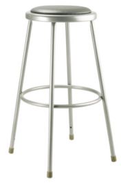 6400 Series Fixed Height Heavy Duty Vinyl Padded Steel Stool, Backless, Supports 500 lb, 30" Seat Height, Gray Seat/Base
