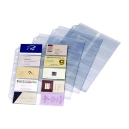 Poly Business Card Refill Pages, Clear, 20 Cards/Sheet, 10 Sheets/Pack