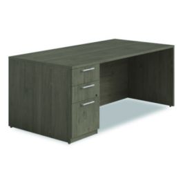 Alera Seville Series Single Pedestal Desk, Left Pedestal, 72" x 36" x 29", Walnut