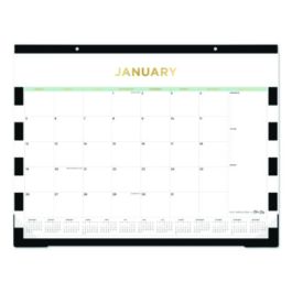 Day Designer Rugby Stripe Desk Pad Calendar, 22 x 17, White/Black Sheets, 12-Month (Jan to Dec): 2025