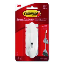 Large Wire Hook, Metal/Plastic, White, Supports 5 lbs