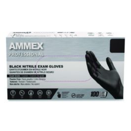 Nitrile Exam Gloves, Powder-Free, 3 mil, Medium, Black, 100/Box