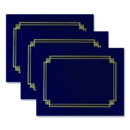 Premium Textured Certificate Holder, 12.65 x 9.75, Navy, 3/Pack