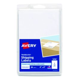 4 x 6 Shipping Labels with TrueBlock Technology, Inkjet/Laser Printers, 4 x 6, White, 20/Pack