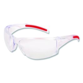 Hulk HK1 Series Safety Glasses, Anti-Fog, Clear/Red Plastic Frame, Clear Plastic Lens