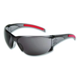 Hulk HK1 Series Safety Glasses, Scratch-Resistant, Smoke/Red Plastic Frame, Gray Plastic Lens