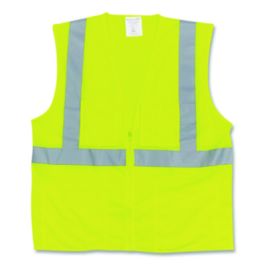 ANSI Class 2 Two-Pocket Zipper Mesh Safety Vest, 2X-Large, Hi-Viz Lime Yellow