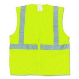 ANSI Class 2 Two-Pocket Zipper Mesh Safety Vest, X-Large, Hi-Viz Lime Yellow