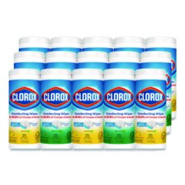 Disinfecting Wipes, Cleaning Wipes, 1-Ply, 7 x 8, Fresh Scent/Citrus Blend, 35/Canister, 3/Pack, 5 Packs/Carton