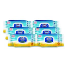 Disinfecting Wipes, Easy Pull Pack, 1-Ply, 8 x 7, Lemon Scent, White, 75 Towels/Box, 6 Boxes/Carton
