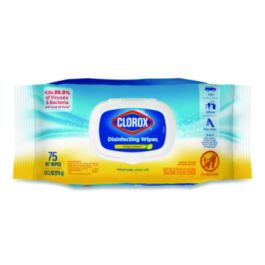 Disinfecting Cleaning Wipes, Flex Pack, 1-Ply, 8 x 7, Lemon Scent, White, 75 Towels/Box