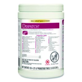 Dispatch Hospital Cleaner Disinfectant Towels with Bleach, 1-Ply, 6.75 x 8, Unscented, White, 150/Canister