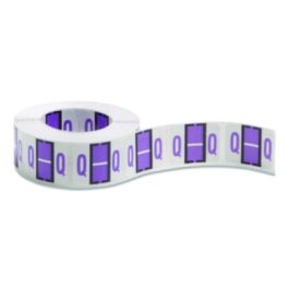 A-Z Color-Coded End Tab Filing Labels, Q, 1 x 1.25, White, 500/Roll