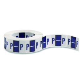 A-Z Color-Coded End Tab Filing Labels, P, 1 x 1.25, White, 500/Roll