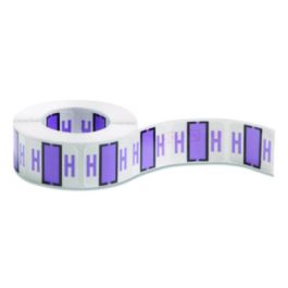 A-Z Color-Coded End Tab Filing Labels, H, 1 x 1.25, White, 500/Roll
