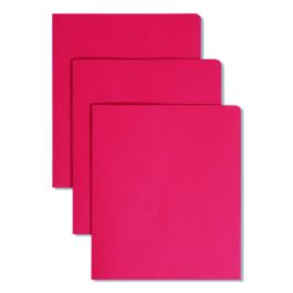 Two-Pocket Folder, Textured Paper, 100-Sheet Capacity, 11 x 8.5, Red, 25/Box