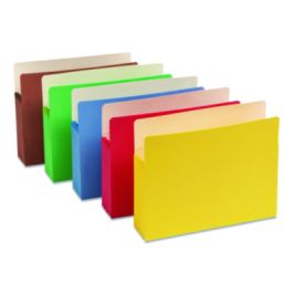 Colored File Pockets, 3.5" Expansion, Letter Size, Assorted Colors, 5/Pack