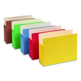 Colored File Pockets, 5.25" Expansion, Letter Size, Assorted Colors, 5/Box