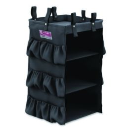 3-Sided Hanging Bag with Shelves for Suncast Commercial HKC1000/HKC2000 Housekeeping Carts, 25.4 gal, 15.7 x 12.4 x 30, Black