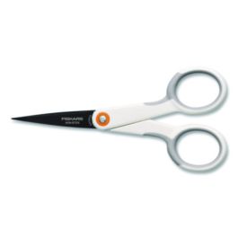 SoftGrip Nonstick Scissors, 5" Long, Straight White/Gray Handle