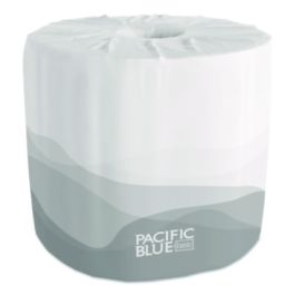 Pacific Blue Basic Embossed Bathroom Tissue, Septic Safe, 1-Ply, White, 550/Roll, 80 Rolls/Carton