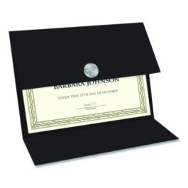 Tri-Fold Certificate Holder, 9.2 x 12.5, Black, 5/Pack