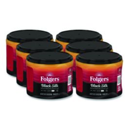Black Silk Ground Coffee, Black 22.6 oz Canister, 6/Carton