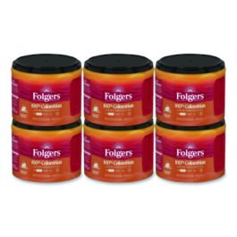 100% Columbian Coffee, 22.6 oz Canister, 6/Carton