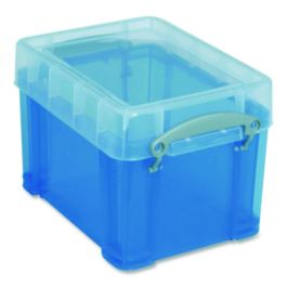 Snap-Lid Storage Bin, 0.79 gal, 7.06" x 9.62" x 6.25", Clear Box/Blue Handle