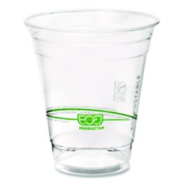 GreenStripe Renewable and Compostable Cold Cups, 12 oz, Plastic, Clear, 50/Pack