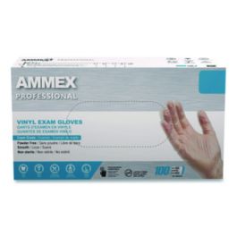 Vinyl Exam Gloves, Powder-Free, X-Large, Clear, 100/Box