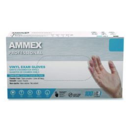 Vinyl Exam Gloves, Powder-Free, Large, Clear, 100/Box