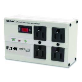 Isobar Surge Protector with Diagnostic LEDs, 4 AC Outlets, 6 ft Cord, 3,330 J, Light Gray
