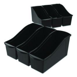 Large Book Bin,  2 gal, 5.3" x 14.3" x 7", Black, 6/Pack