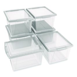 Storage Bins, with Snap-On Lid, 4 gal, 11.25 x 13.53 x 7.87, Translucent, 6/Pack
