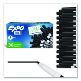 Low-Odor Dry-Erase Marker Value Pack, Fine Bullet Tip, Black, 36/Box