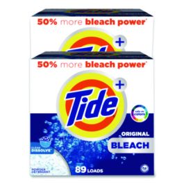 Laundry Detergent with Bleach, HE Compatible, 80 Loads, Tide Original Scent, Powder, 129 oz Box, 2/Carton