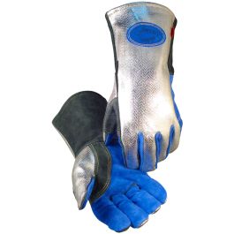 Cow Split Aluminized Back Wool Insulated MIG/Stick/Plasma Welding Gloves, Silver, L 1524