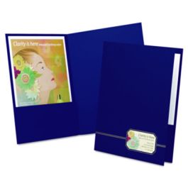Monogram Series Business Portfolio, Cover Stock, 0.5" Capacity, 11 x 8.5, Blue with Embossed Gold Foil Accents, 4/Pack