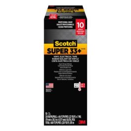 Scotch® Super 33+™ Electrical Tape, 6132-BA-100, 3/4 in x 66 ft x 0.007 in (19 mm x 20,1 m x 0.177 mm), 100/case
