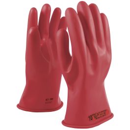 Class 0 Rubber Insulating Glove with Straight Cuff - 11", Red, 12 153-0-11/12