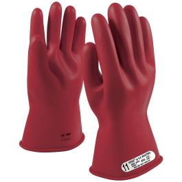 Class 1 Rubber Insulating Gloves with Straight Cuff - 14", Red, 10 153-1-14/10