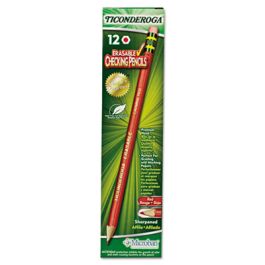 Erasable Colored Pencils, 2.6 mm, 2B, Carmine Red Lead, Carmine Red Barrel, 12/Pack