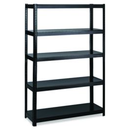 Boltless Steel Shelving, Five-Shelf, 48 x 24 x 72, Black