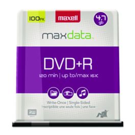 DVD+R High-Speed Recordable Disc, 4.7 GB, 16x, Spindle, Silver, 100/Pack
