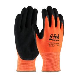 Hi-Vis Seamless Knit PolyKor® Blended Glove with Double-Dipped Nitrile Coated MicroSurface Grip on Palm & Fingers, Hi-Vis Orange, 2XL 16-340OR/XXL