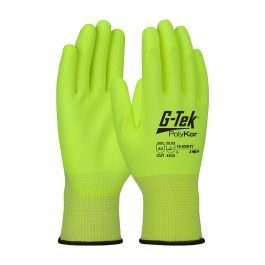 Hi-Vis Seamless Knit PolyKor® Blended Glove with Polyurethane Coated Flat Grip on Palm & Fingers, Hi-Vis Yellow, 2XL 16-520HY/XXL