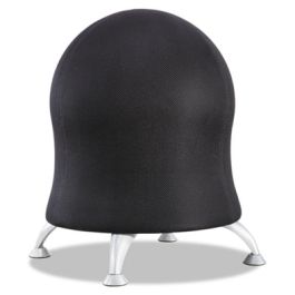 Zenergy Ball Chair, Backless, Supports Up to 250 lb, Black Fabric Seat, Silver Base